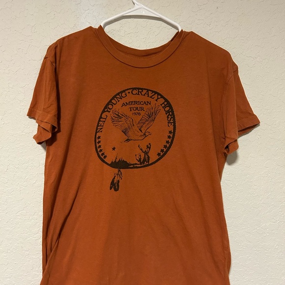 Vintage 1976 Neil Young Crazy Horse Tour Rust Graphic T‑Shirt Size S-M - Picture 3 of 8